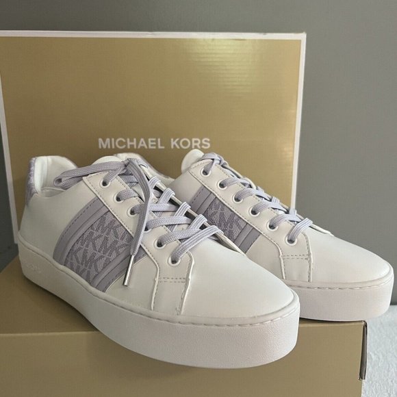 BRAND NEW MICHAEL KORS STRIPE LACE UP LAVENDER SNEAKERS SHOES 9.5 - Picture 1 of 4